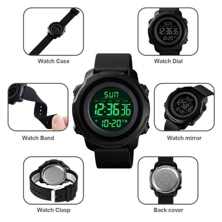 Skmei 1540 Fashion Outdoor Sports Large Dial Student Watch Multi Function Waterproof Mens Electronic Watch