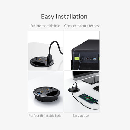 Concentrador multifunción con toma de corriente para escritorio ORICO DESK-2U1C