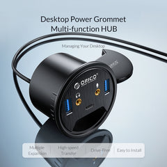 ORICO DESK-2U1C Desktop Power Grommet Multi-Function HUB