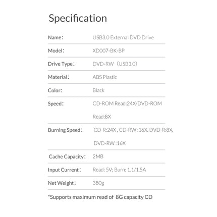 ORICO XD007 USB3.0 External CD Driver