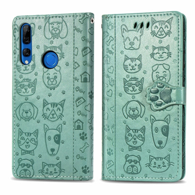 Cute Cat and Dog Embossed Horizontal Flip PU Leather Case with Holder / Card Slot / Wallet / Lanyard, For Huawei P Smart Z / Y9 Prime2019, For Xiaomi Redmi Note 8 Pro, For Xiaomi Redmi Note 8