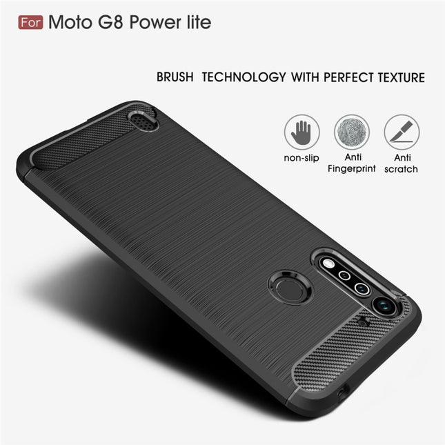 For Motorola Moto G8 Power Lite Brushed Texture Carbon Fiber TPU Case