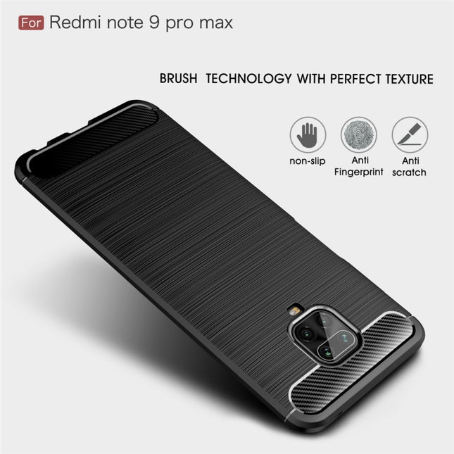 For Xiaomi Redmi Note 9 Pro Max Brushed Texture Carbon Fiber TPU Case, For Redmi Note 9 Pro Max