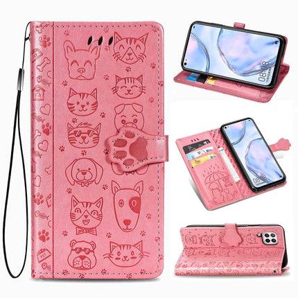 For Huawei P40 Lite/Nova 7i/Nova 6se Cute Cat and Dog Embossed Horizontal Flip Leather Case with Bracket / Card Slot / Wallet / Lanyard, For Huawei P40 Lite