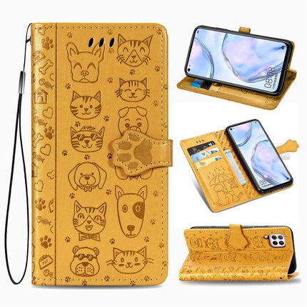For Huawei P40 Lite/Nova 7i/Nova 6se Cute Cat and Dog Embossed Horizontal Flip Leather Case with Bracket / Card Slot / Wallet / Lanyard, For Huawei P40 Lite