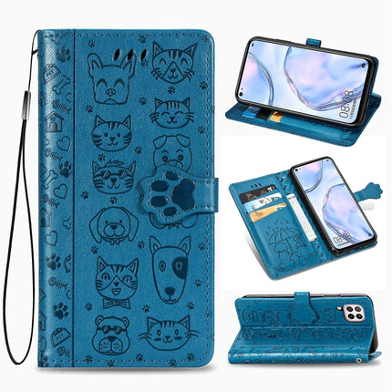 For Huawei P40 Lite/Nova 7i/Nova 6se Cute Cat and Dog Embossed Horizontal Flip Leather Case with Bracket / Card Slot / Wallet / Lanyard, For Huawei P40 Lite
