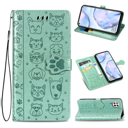 For Huawei P40 Lite/Nova 7i/Nova 6se Cute Cat and Dog Embossed Horizontal Flip Leather Case with Bracket / Card Slot / Wallet / Lanyard, For Huawei P40 Lite