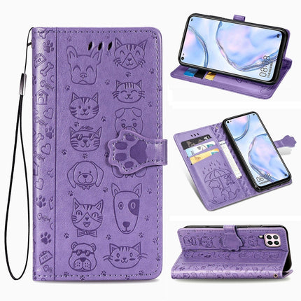 For Huawei P40 Lite/Nova 7i/Nova 6se Cute Cat and Dog Embossed Horizontal Flip Leather Case with Bracket / Card Slot / Wallet / Lanyard, For Huawei P40 Lite