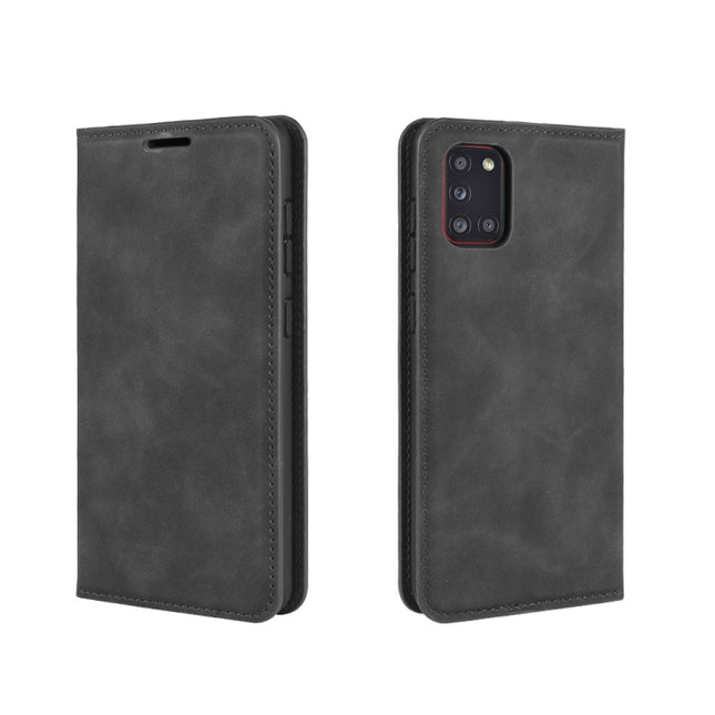 For Galaxy A31 Retro-skin Business Magnetic Suction Leather Case with Holder & Card Slots & Wallet, For Galaxy A31
