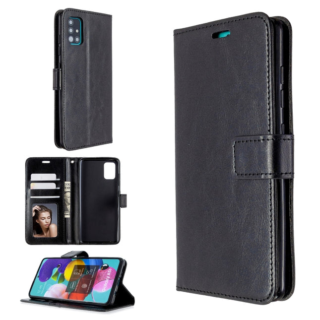 For Galaxy A51 Crazy Horse Texture Horizontal Flip Leather Case with Holder & Card Slots & Wallet & Photo Frame, For Galaxy A51