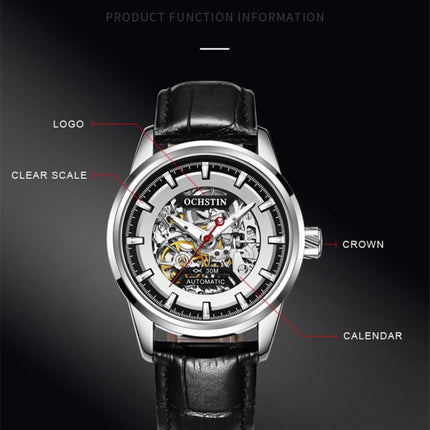 Ochstin 2002C Men  Automatic Hollow Leather Mechanical Watch Business Waterproof Night Light Men Watch Mechanical Watch