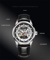 Ochstin 2002C Men  Automatic Hollow Leather Mechanical Watch Business Waterproof Night Light Men Watch Mechanical Watch