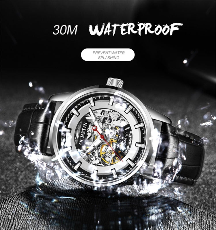 Ochstin 2002C Men  Automatic Hollow Leather Mechanical Watch Business Waterproof Night Light Men Watch Mechanical Watch