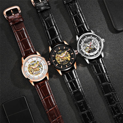 Ochstin 2002C Men  Automatic Hollow Leather Mechanical Watch Business Waterproof Night Light Men Watch Mechanical Watch