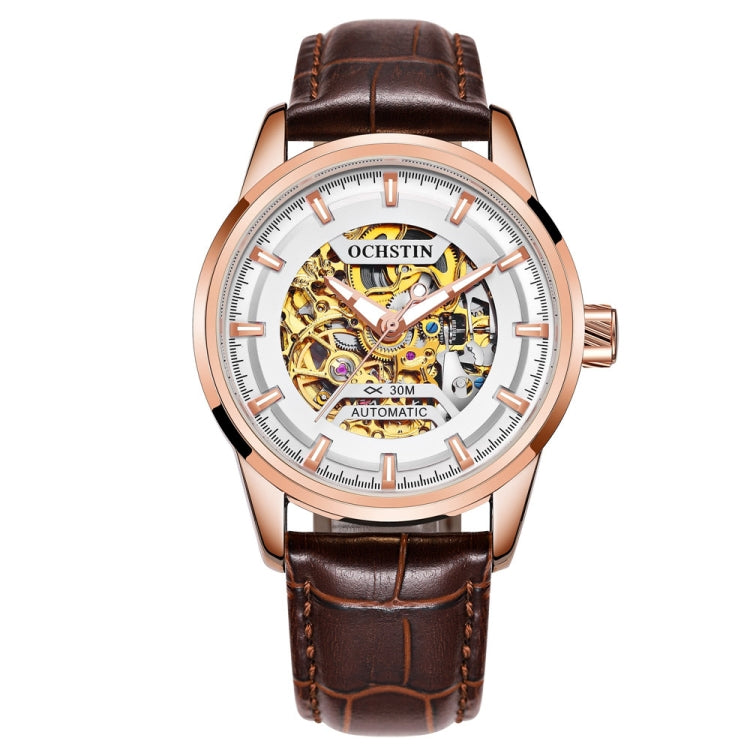 Ochstin 2002C Men  Automatic Hollow Leather Mechanical Watch Business Waterproof Night Light Men Watch Mechanical Watch