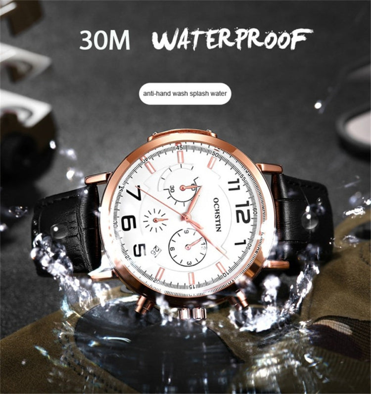 Ochstin 6105 Multi Function Watch Business Leisure Men  Watch Waterproof Timing Quartz Watch Belt Watch