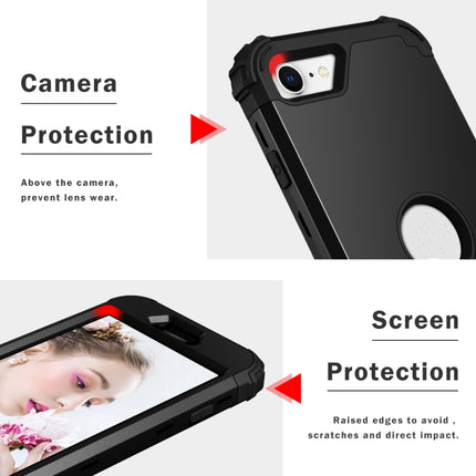 For iPhone SE 2020 Silicone + PC Three-piece Anti-drop Mobile Phone Protection Bback Cover, Black, Red, Blue, Rose Gold, Purple