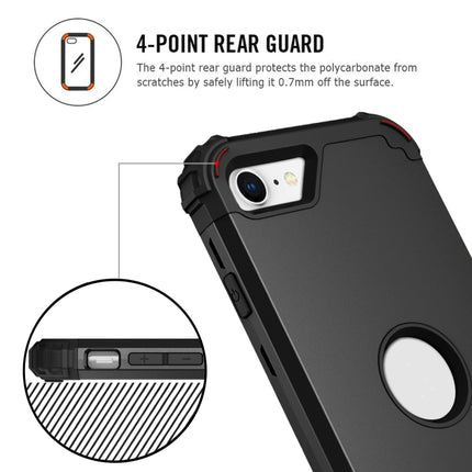 For iPhone SE 2020 Silicone + PC Three-piece Anti-drop Mobile Phone Protection Bback Cover, Black, Red, Blue, Rose Gold, Purple