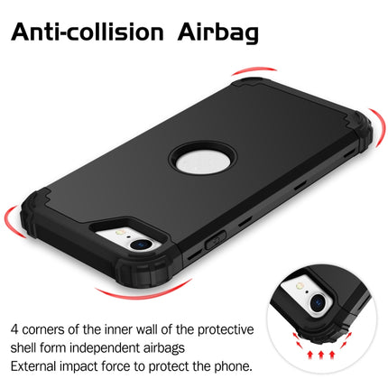 For iPhone SE 2020 Silicone + PC Three-piece Anti-drop Mobile Phone Protection Bback Cover, Black, Red, Blue, Rose Gold, Purple