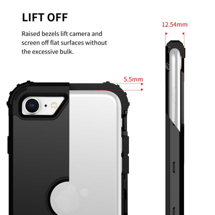 For iPhone SE 2020 Silicone + PC Three-piece Anti-drop Mobile Phone Protection Bback Cover, Black, Red, Blue, Rose Gold, Purple