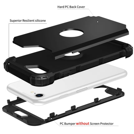 For iPhone SE 2020 Silicone + PC Three-piece Anti-drop Mobile Phone Protection Bback Cover, Black, Red, Blue, Rose Gold, Purple