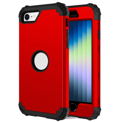 For iPhone SE 2020 Silicone + PC Three-piece Anti-drop Mobile Phone Protection Bback Cover, Black, Red, Blue, Rose Gold, Purple