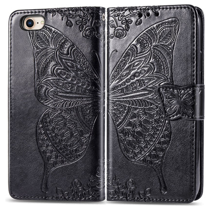 For iPhone SE (2020) Butterfly Love Flower Embossed Horizontal Flip Leather Case with Bracket / Card Slot / Wallet / Lanyard, Black, Blue, Gray, Light Purple, Rose Gold, Dark Purple, Pink