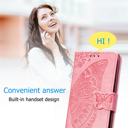 For iPhone SE (2020) Butterfly Love Flower Embossed Horizontal Flip Leather Case with Bracket / Card Slot / Wallet / Lanyard, Black, Blue, Gray, Light Purple, Rose Gold, Dark Purple, Pink