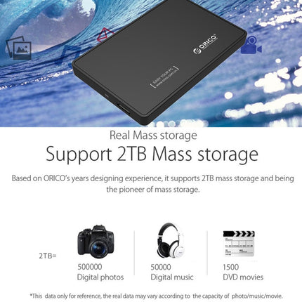 ORICO 2588US3-V1 2.5 inch USB3.0 Hard Drive Enclosure, Black