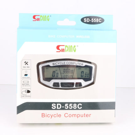 SUNDING SD-558C Bicycle Computer Wireless Digital LCD Backlight Road Speedometer Stopwatch Speedometer, SD-558C