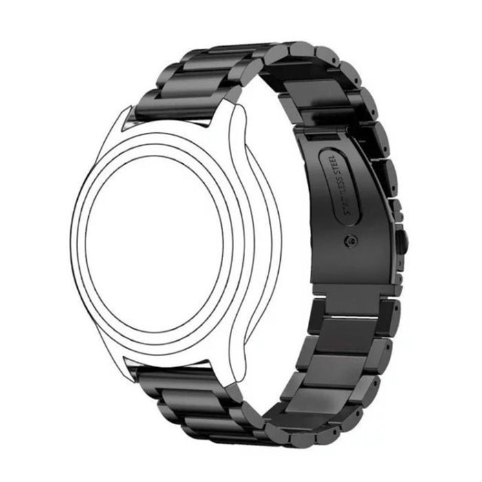 22mm For Huawei Watch GT2e GT2 46mm Three Flat Buckle Stainless Steel Straps
