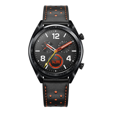 22mm For Huawei Watch GT2e / GT2 46mm Plum Blossom Hole Leather Strap