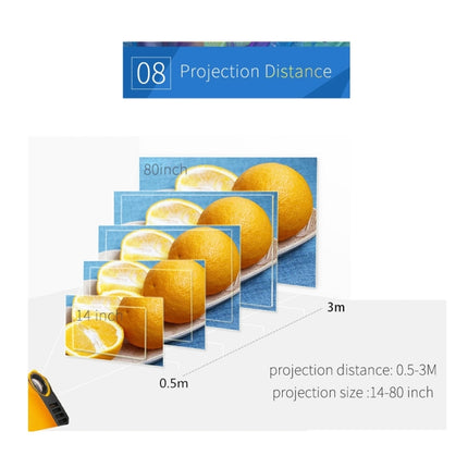 Miniproyector portátil A2000 de 800 lúmenes, compatible con pantalla LCD de 1080P, lámpara con vida útil de 50 000 horas, proyector de video para cine en casa, para banco de energía, enchufe de EE. UU.