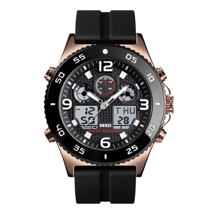 SKMEI 1538 Multi-Function Time Large Dial Steel Belt Men  Casual Sports Electronic Watch