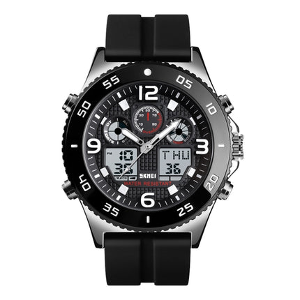 SKMEI 1538 Multi-Function Time Large Dial Steel Belt Men  Casual Sports Electronic Watch