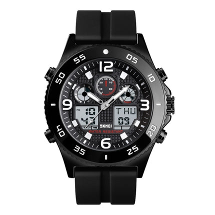 SKMEI 1538 Multi-Function Time Large Dial Steel Belt Men  Casual Sports Electronic Watch
