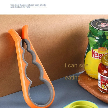 Four-in-One Bottle Opener Kitchen Multi-Functional Can Openers Cans Bottle Opener Non-Slip Labor-Saving Twist Bottle Lid Opener
