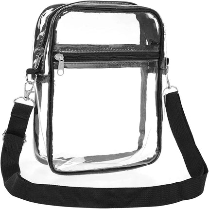 Clear Crossbody Bag Thickened PVC Stadium Approved Purse Bag for Concerts Sports Events Transparent Unisex Shoulder Messenger