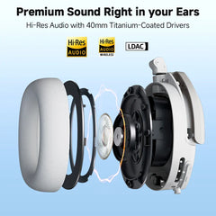 Edifier W830NB Wireless Headphones Bluetooth 5.4 Active Noise Cancelling Hi-Res Over-Ear Headset LDAC Foldable -45dB ANC 94H