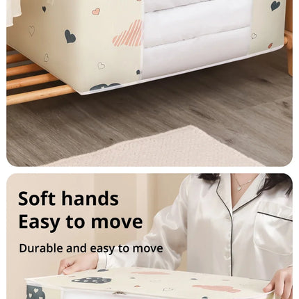 Large Capacity Clothes Storage Bag Organizer With Reinforced Handle Suitable For Blankets Bedding Foldable With Sturdy Zipper