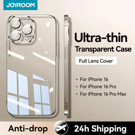 Joyroom Case For iPhone 16 15 14 13 Pro Max Anti-drop Transparent Cover For iPhone 16 Pro Max Soft TPU Case With Len Protection