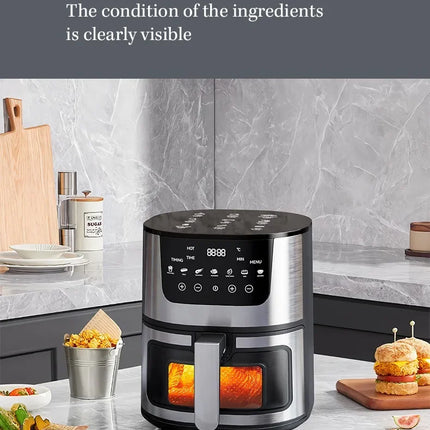 Electric Air Fryer Smart 7L Multi-function Hot Convection Oven Deep Fryer Without Oil LED Touch Control 1400W Visible Window
