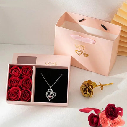Valentine's Day Eternal Roses Gift Box Window Opening Six Rose Jewelry Gift Packaging Box Birthday Gifts Eternal Flower Ring Box