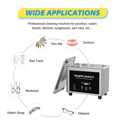 800ml Household Digital Ultrasonic Cleaner 30W/60W Stainless Steel Bath Degas Ultrasound Washing for Watches Jewelry