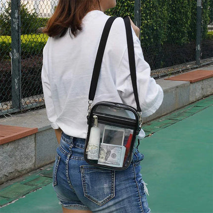 Clear Crossbody Bag Thickened PVC Stadium Approved Purse Bag for Concerts Sports Events Transparent Unisex Shoulder Messenger