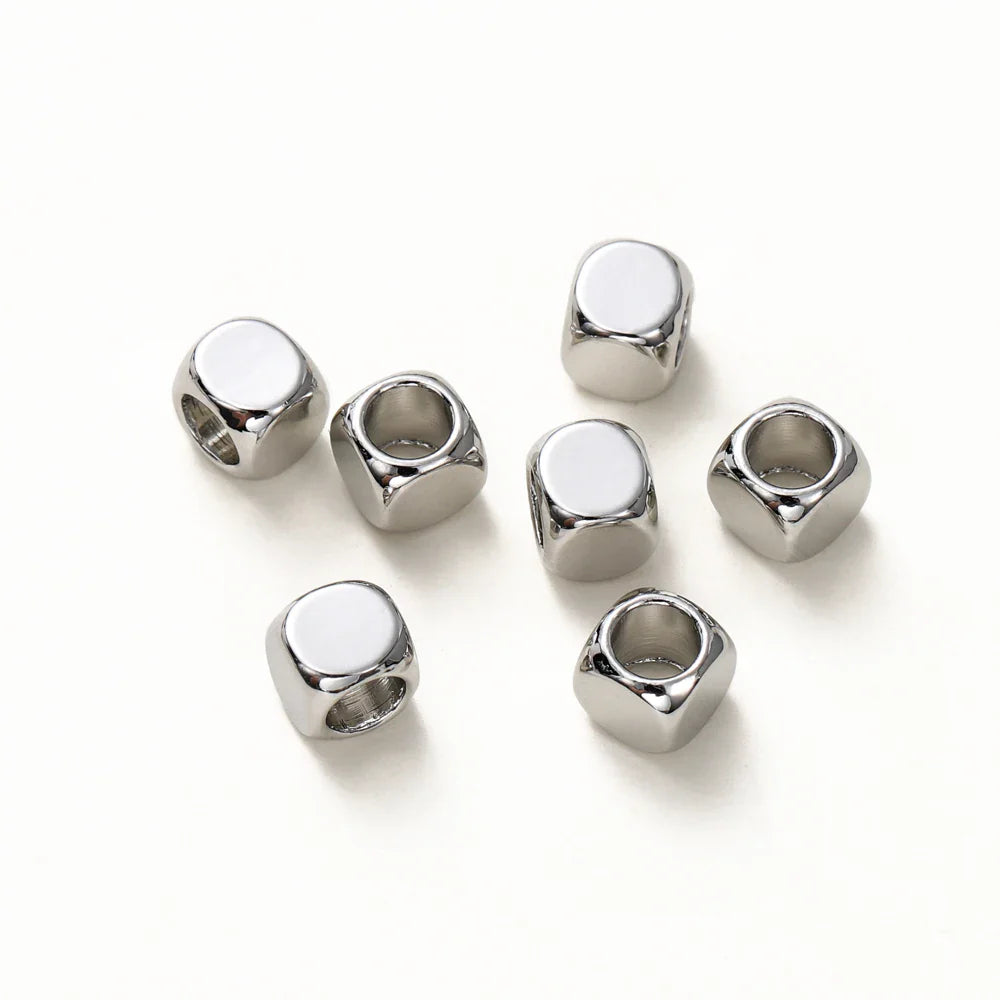 50pcs/lot 2-5mm 14K/18K Real Gold Plated Brass Square Spacer Loose Beads for DIY Jewelry Making Beads Accessories Findings