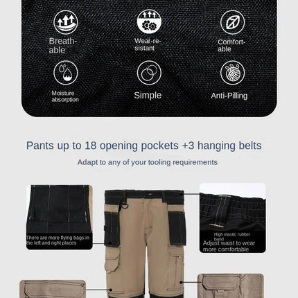 Cargo Pants Men Workwear Multi-Pocket Outdoor Hiking Joggers Pants Work Trousers Men with Wear resistant multi pocket Knee Pads