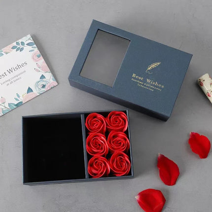 Valentine's Day Eternal Roses Gift Box Window Opening Six Rose Jewelry Gift Packaging Box Birthday Gifts Eternal Flower Ring Box
