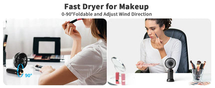 coldsky Portable Handheld Fan 4000mAh Battery Operated Fan 5 Speed with LED Display Handheld/Neck/Desk 3 in 1 Personal Small Fan