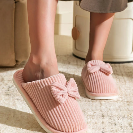Fashion Women's Bow Slippers Fall/Winter Indoor Bedroom Floor Lightweight and Comfortable&Soft Warm Slippers for Home